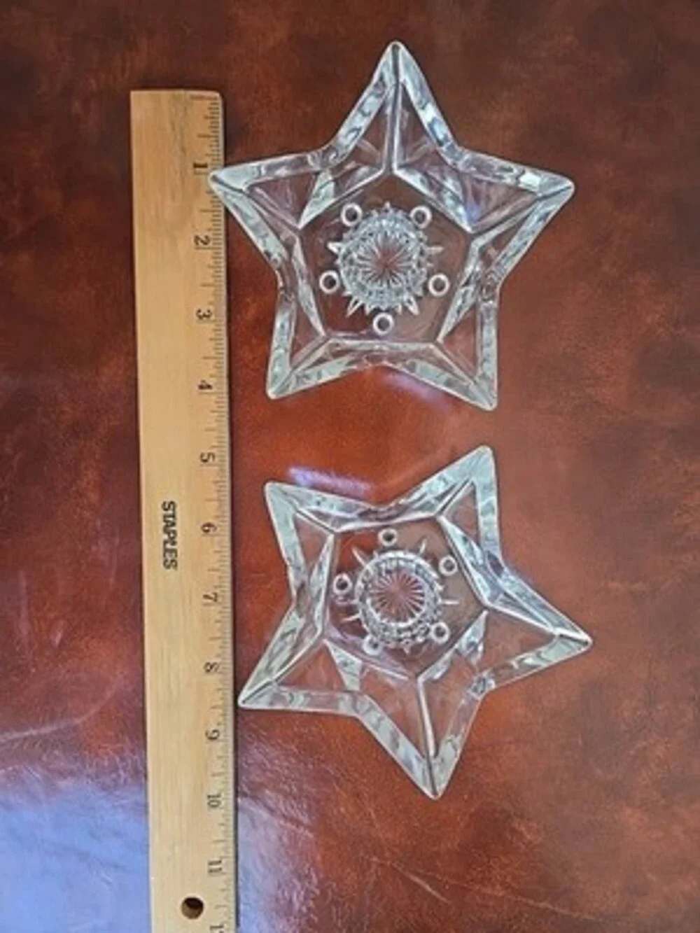Glass Star Candle Stick Holder, Vintage Candle Holder - Set Of 2